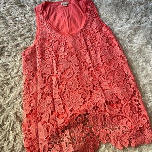 J. Crew Pink Lace Tank